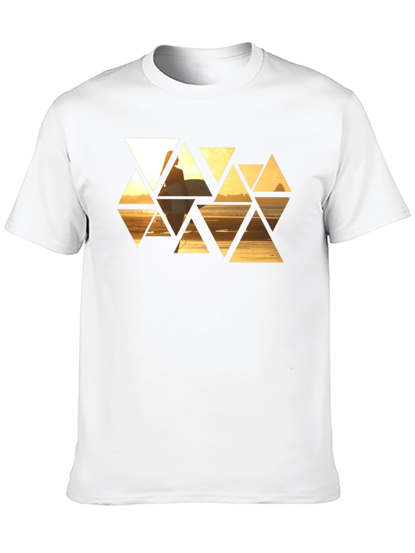 Sunset Triangles Graphic T-Shirt - Stylish Black Tee