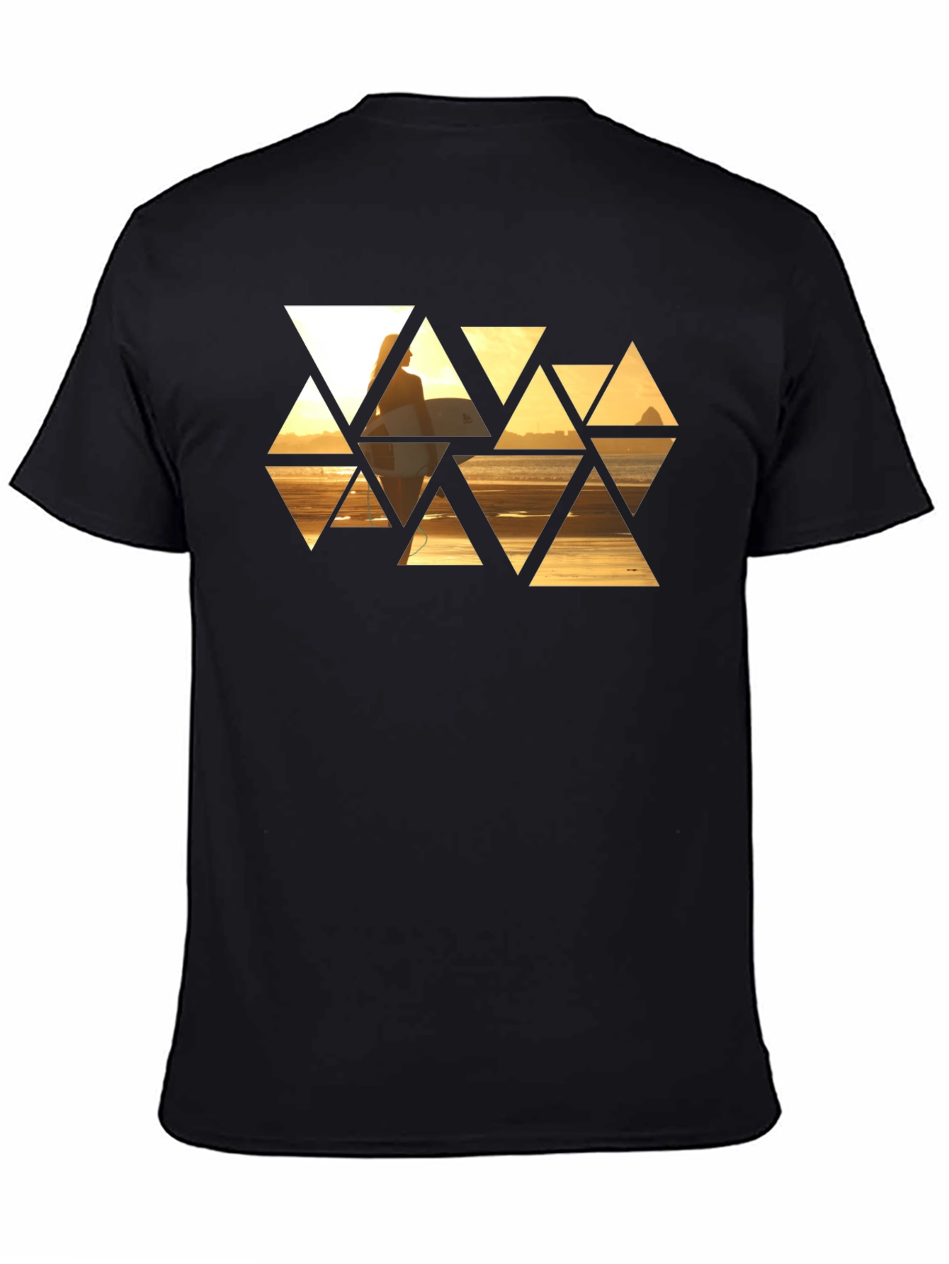 Sunset Triangles Graphic T-Shirt - Stylish Black Tee
