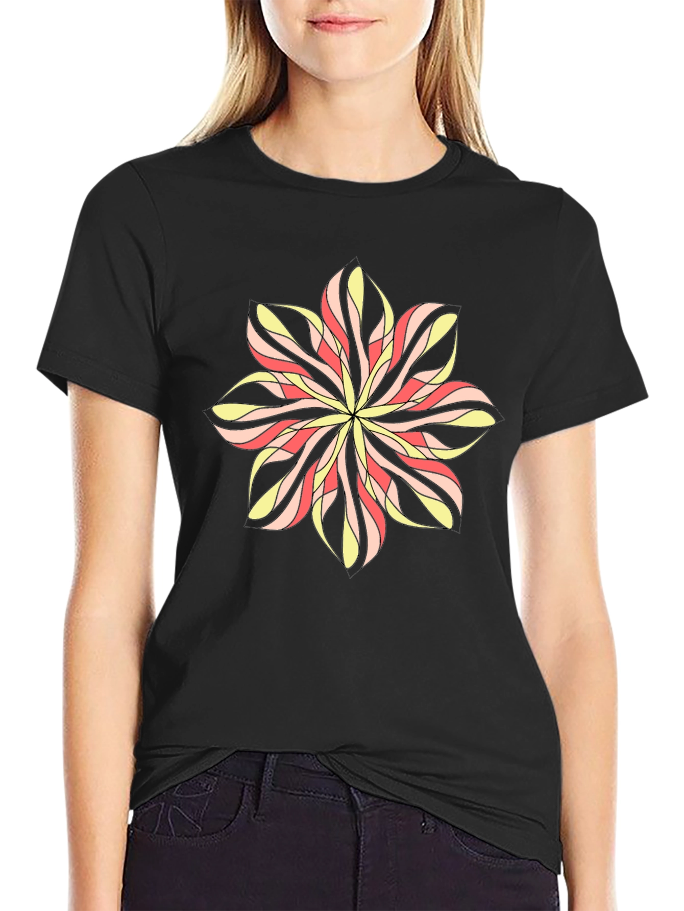 Abstract Flower Graphic Print T-Shirt
