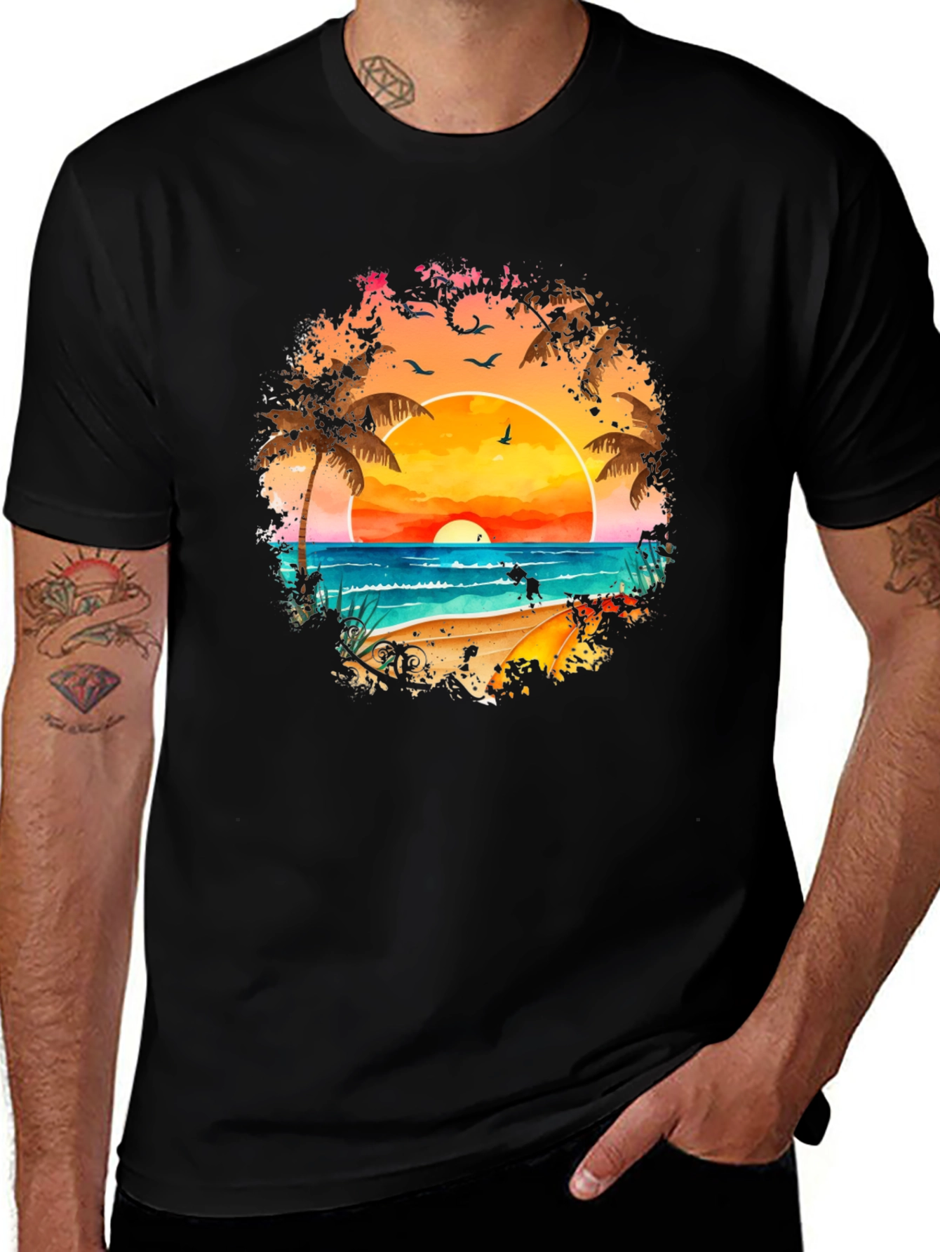 Sunset Beach Graphic Tee - Tropical Vacation Vibes