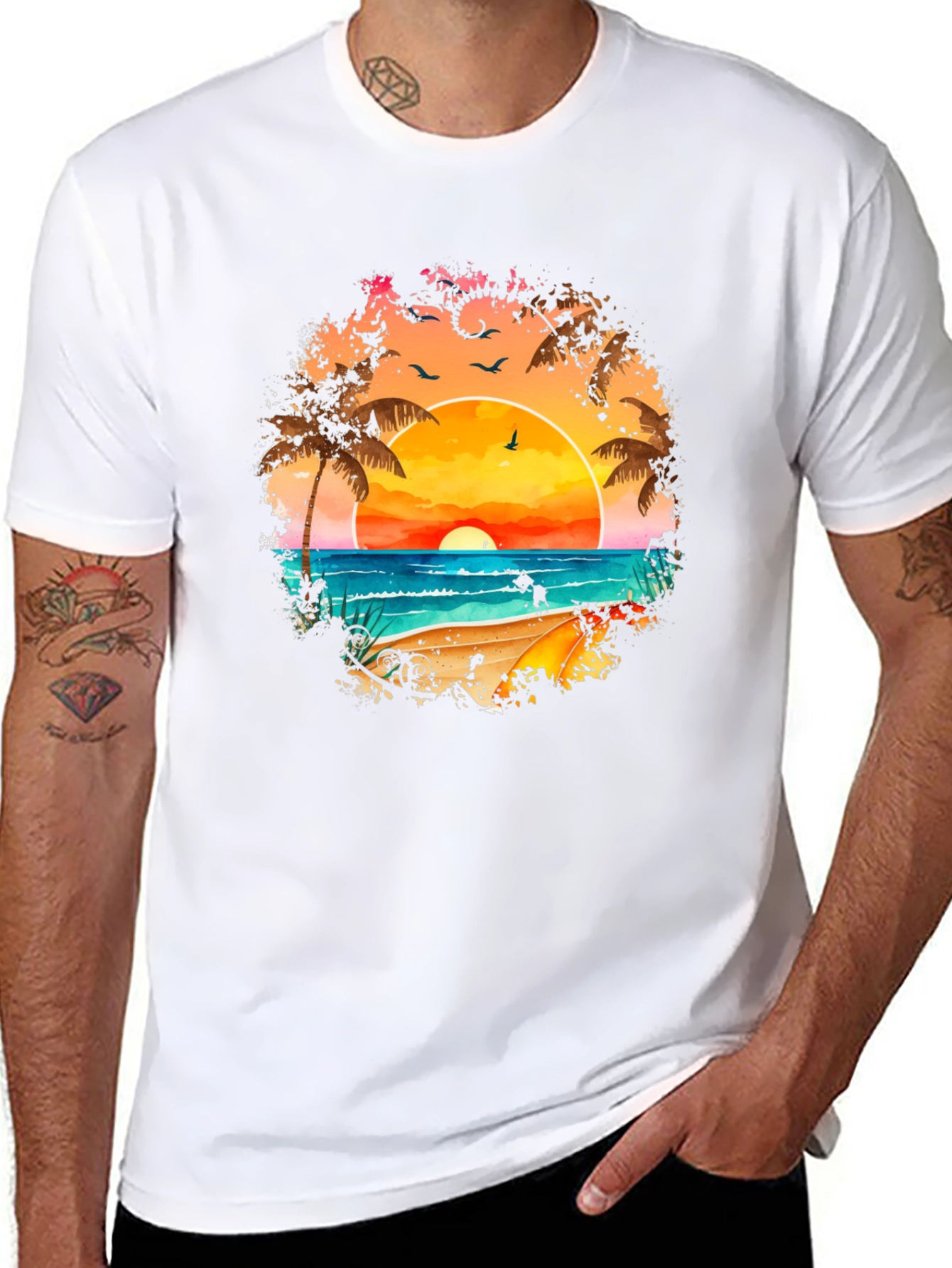 Sunset Beach Graphic Tee - Tropical Vacation Vibes