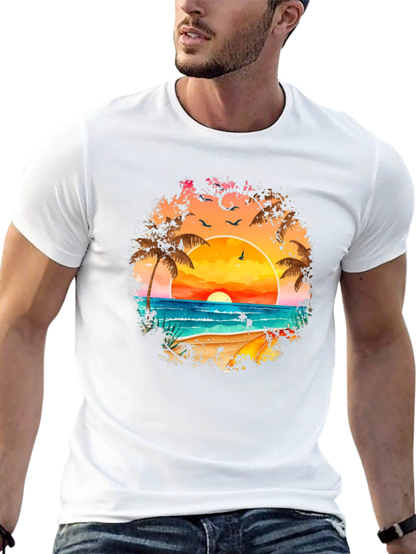 Sunset Beach Graphic Tee - Tropical Vacation Vibes