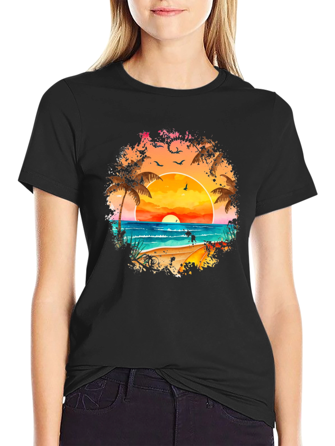 Sunset Beach Graphic Tee - Tropical Vacation Vibes