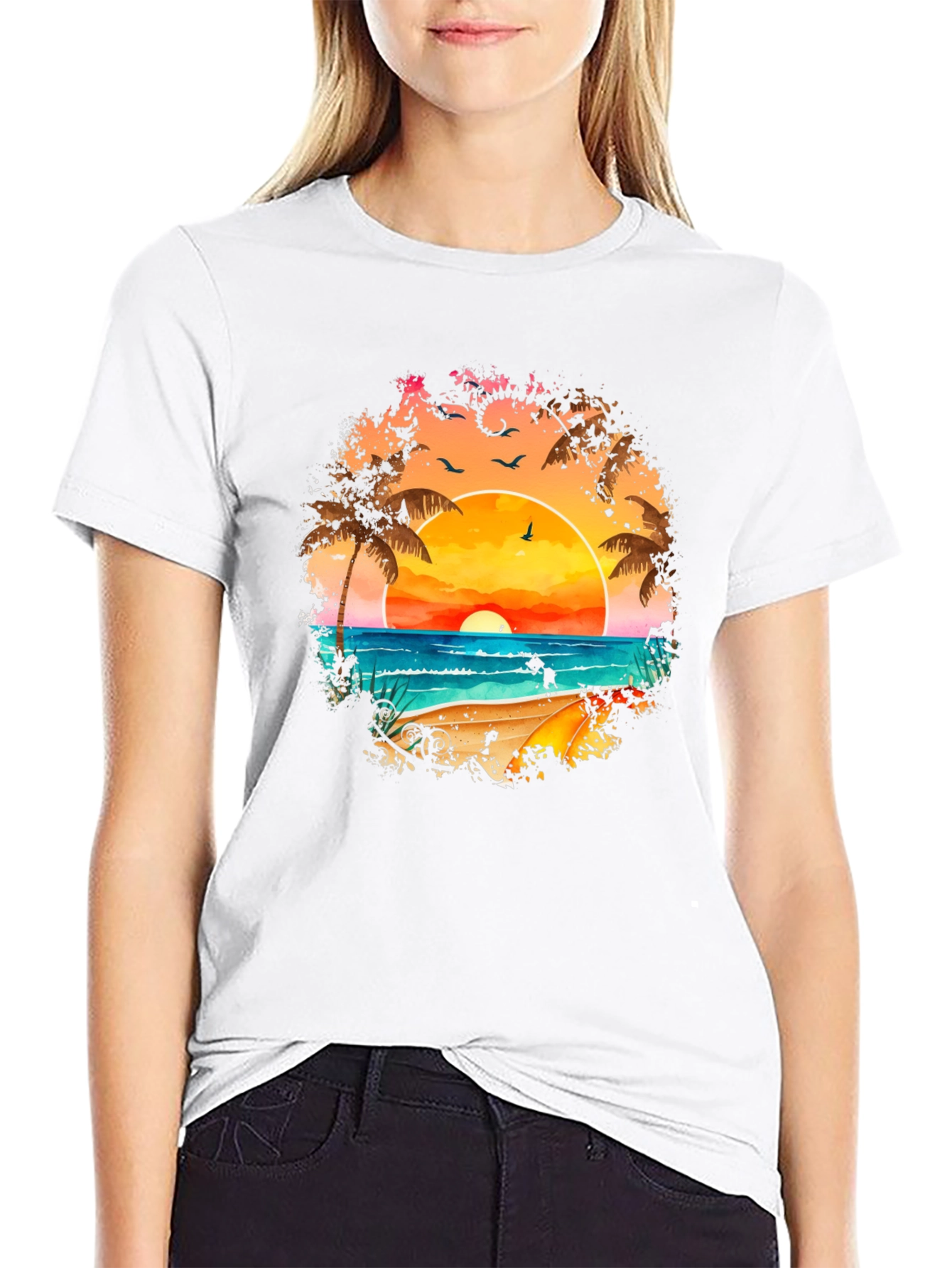 Sunset Beach Graphic Tee - Tropical Vacation Vibes