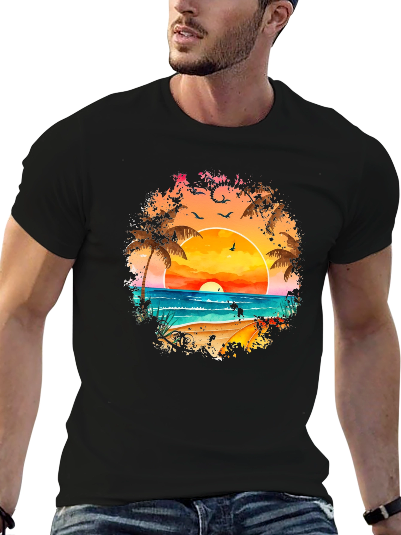 Sunset Beach Graphic Tee - Tropical Vacation Vibes