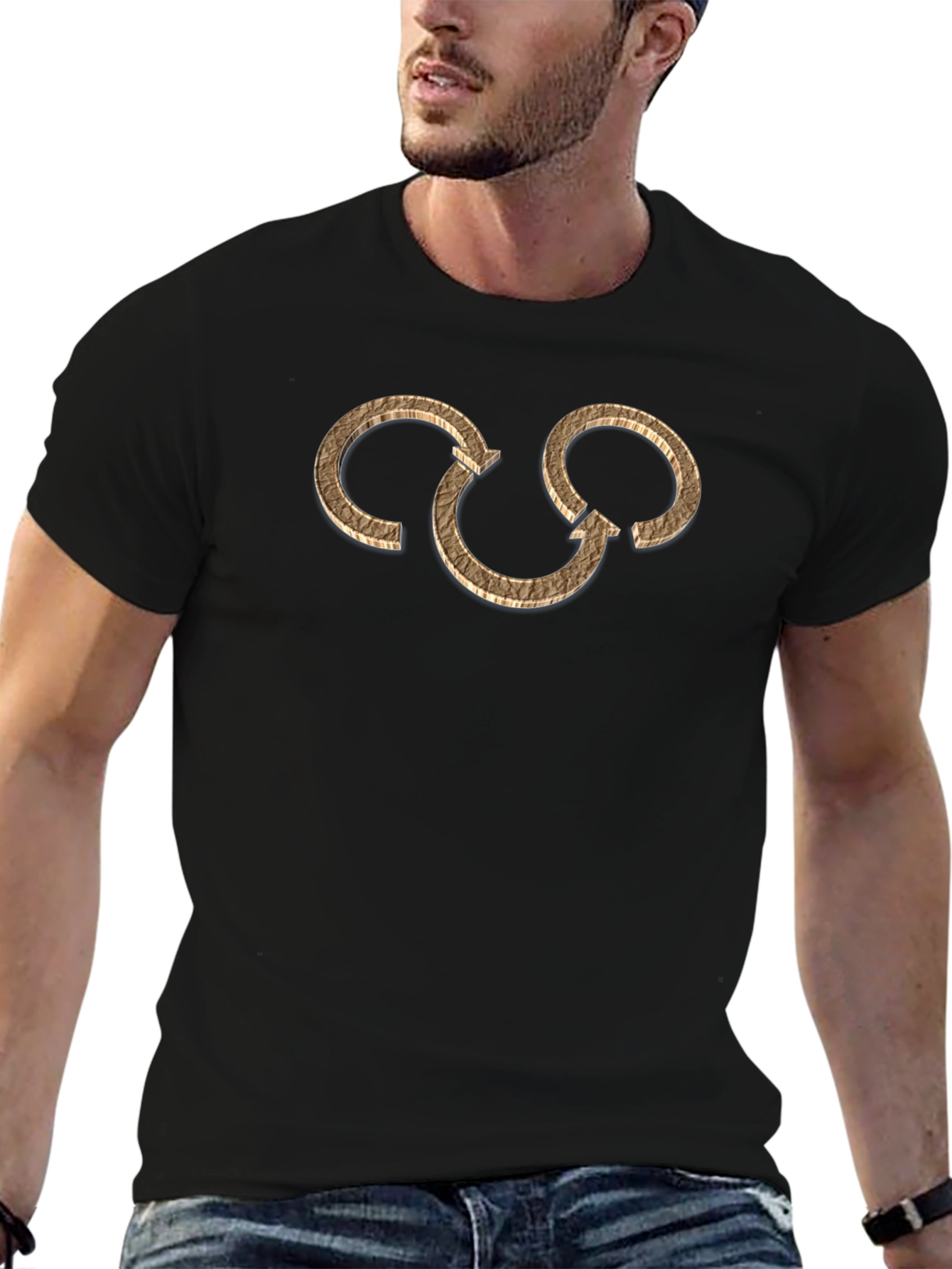 Abstract Arrow Circle Graphic Tee - Black