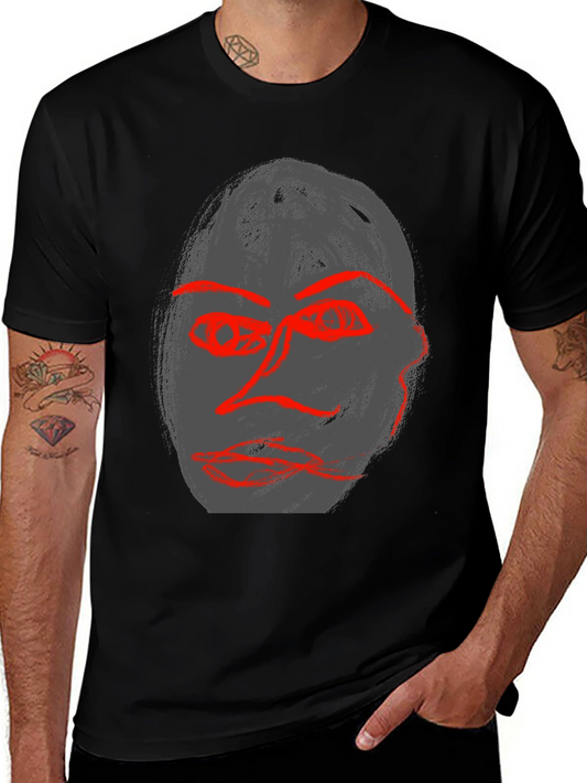 Abstract Face Graphic Black Tee
