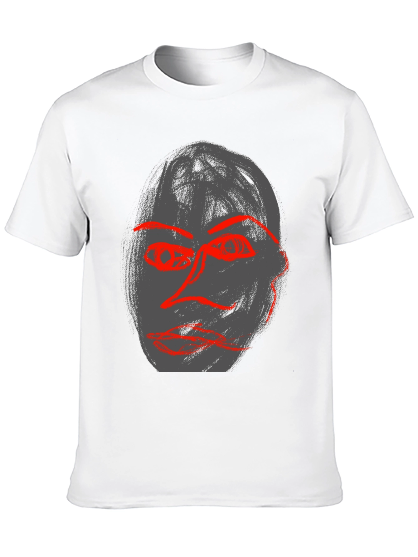 Abstract Face Graphic Black Tee