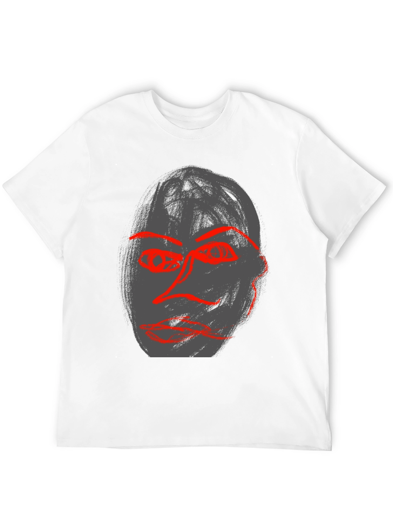 Abstract Face Graphic Black Tee