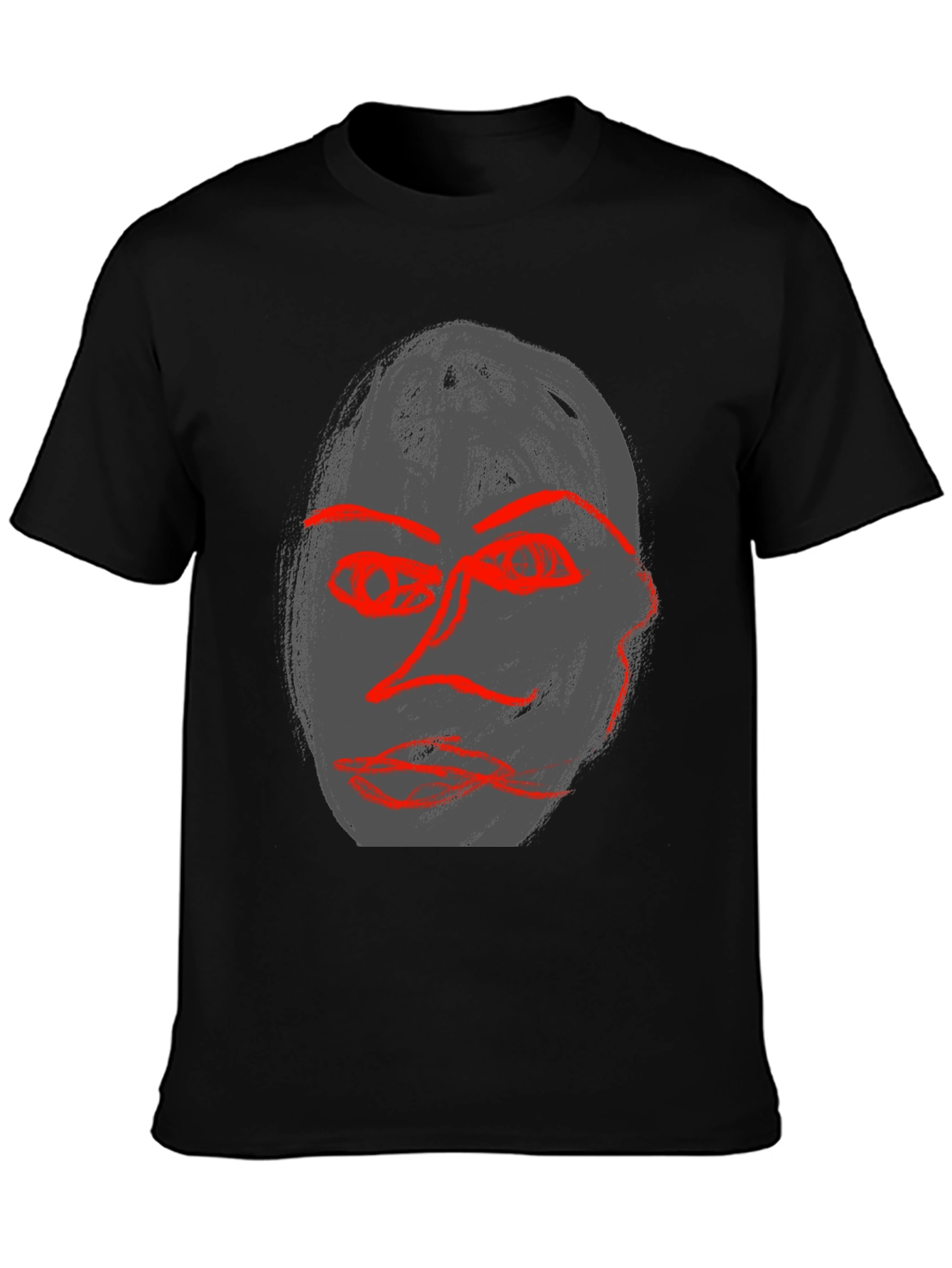 Abstract Face Graphic Black Tee