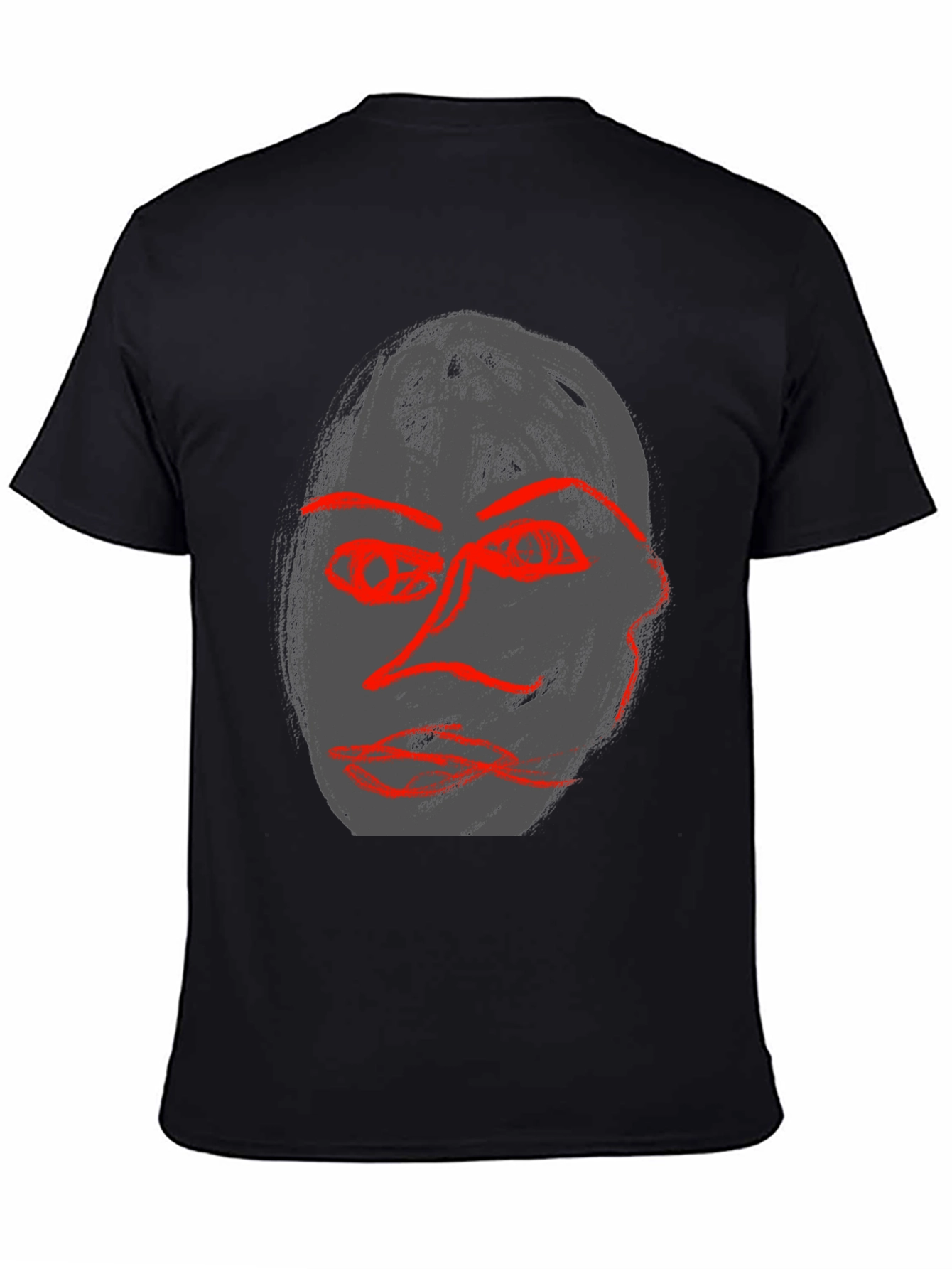 Abstract Face Graphic Black Tee